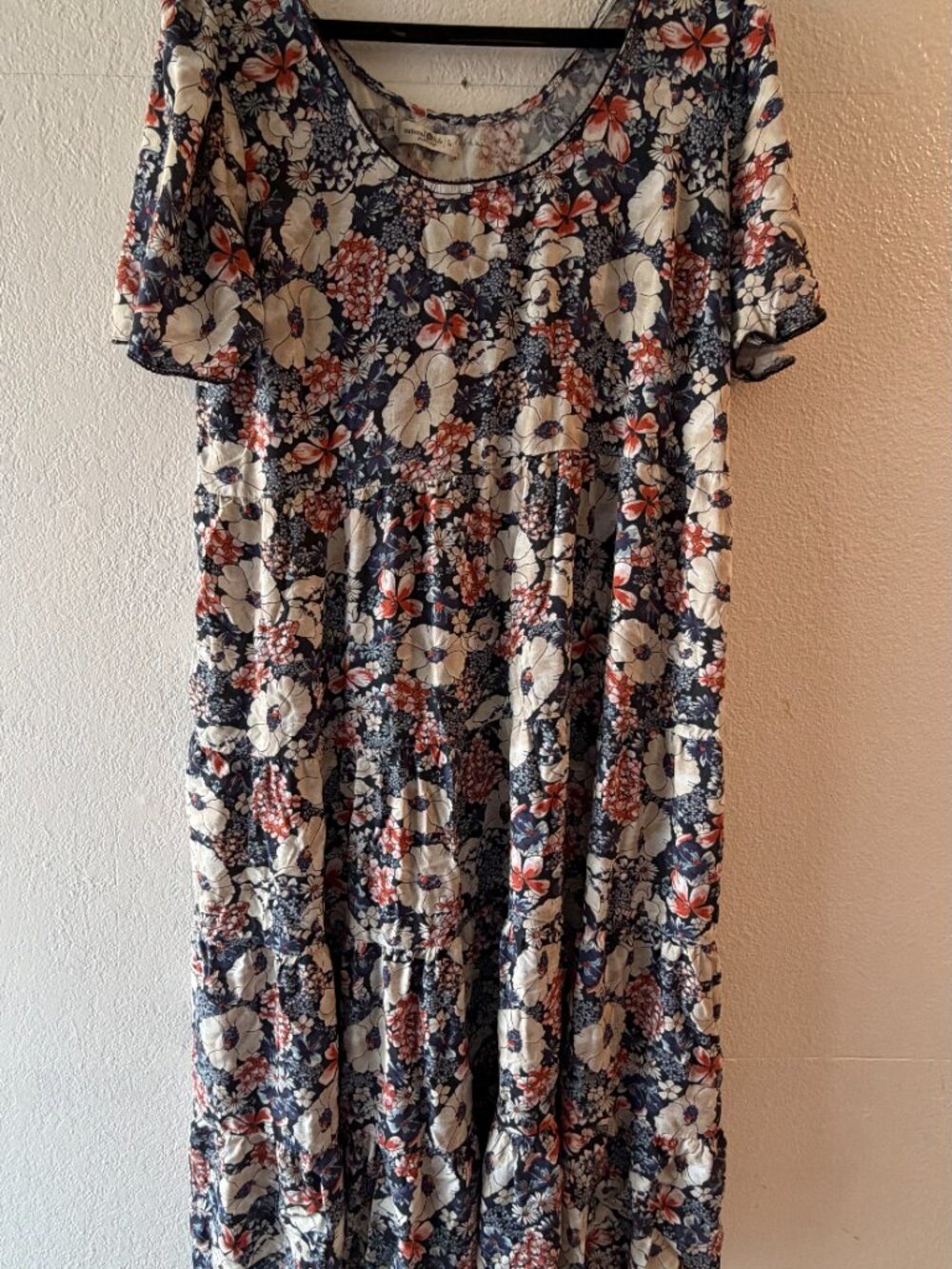 Natural Life Boho Floral Print Maxi Tiered Dress, Sz Large - Picture 2 of 8